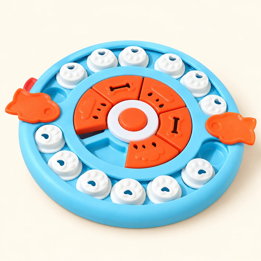 Circular interactive treat puzzle